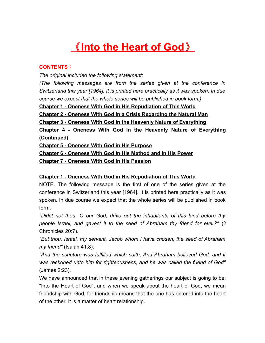 Into the Heart of God