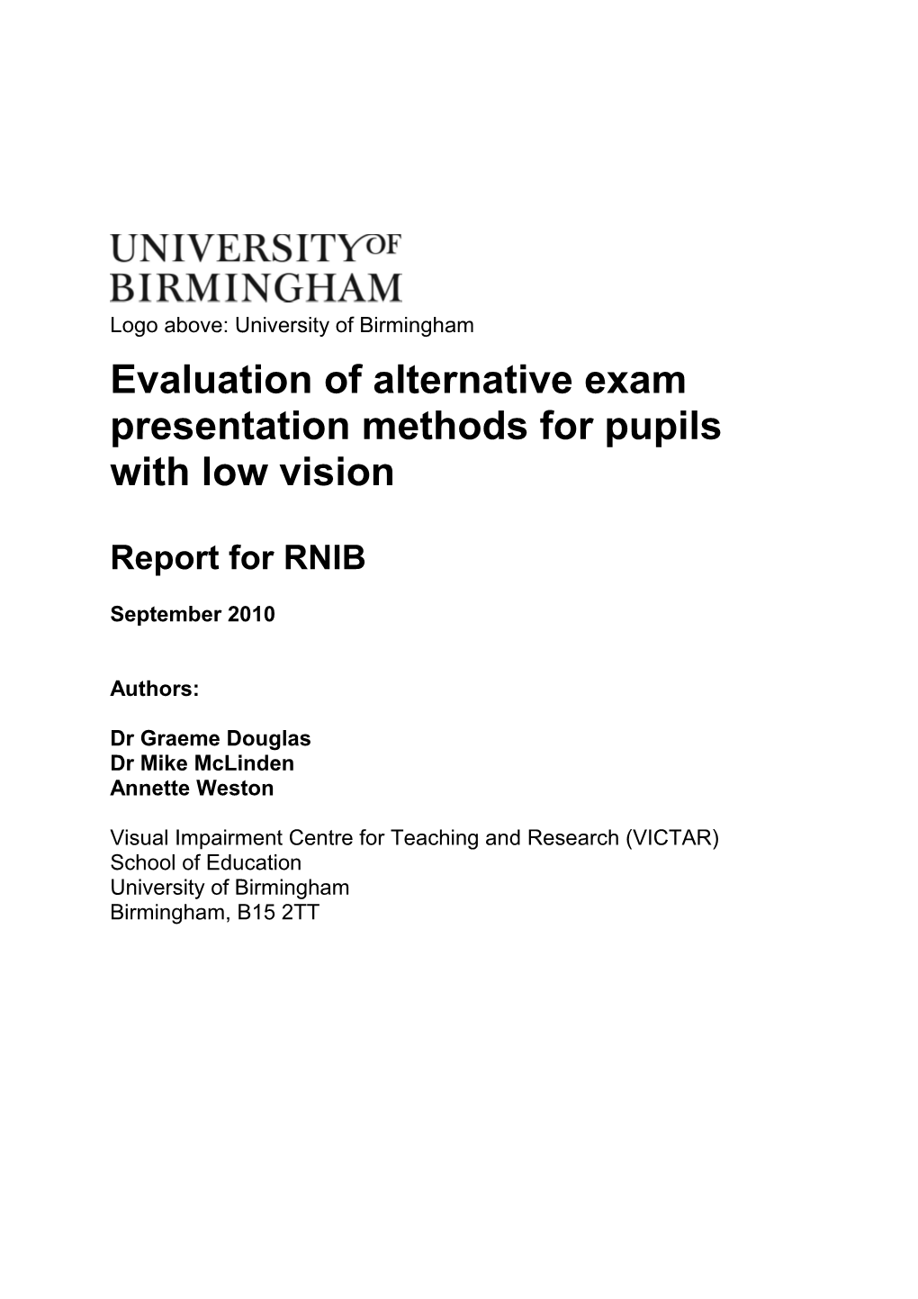 Evaluation of Alternate Exams Presentation