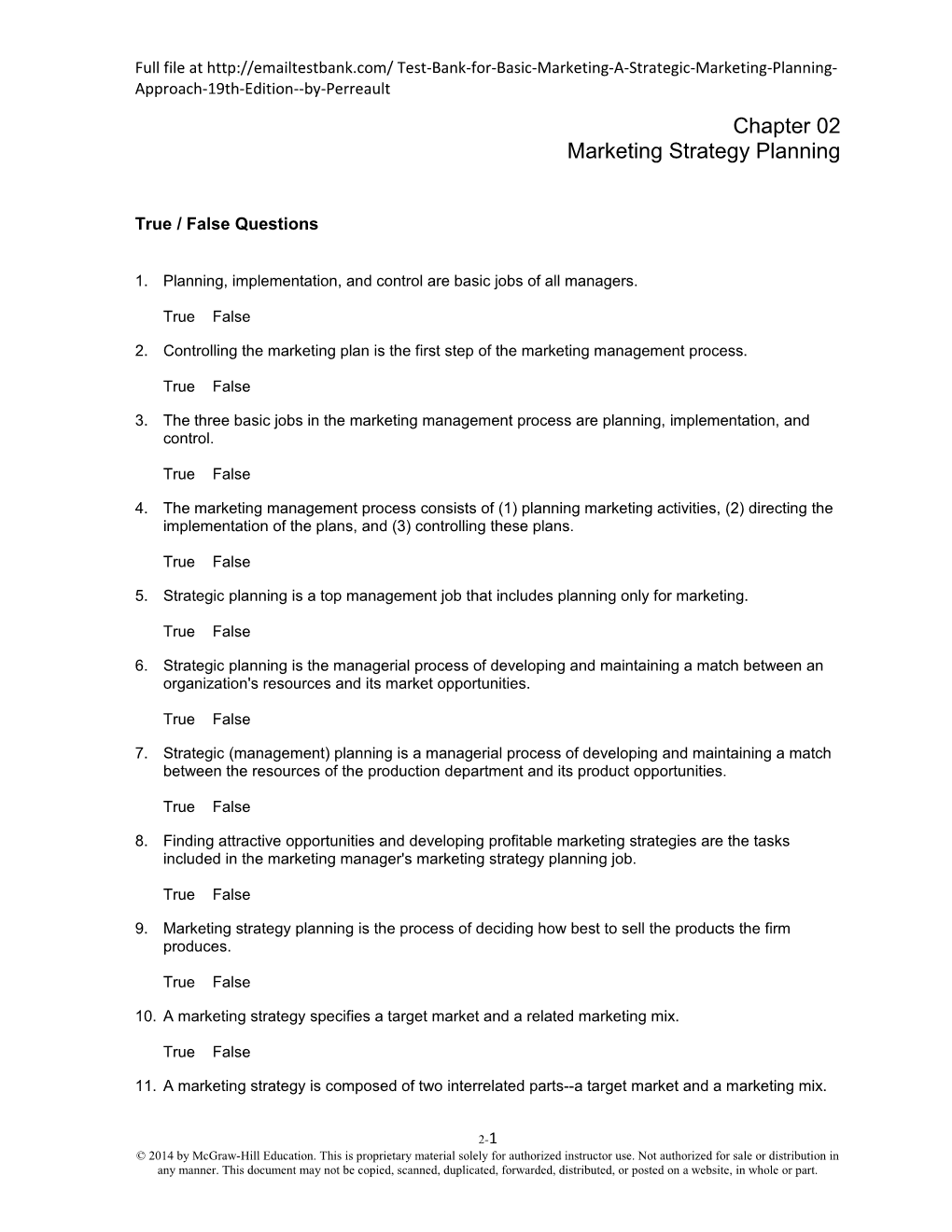 Full File at Test-Bank-For-Basic-Marketing-A-Strategic-Marketing-Planning-Approach-19Th-Edition