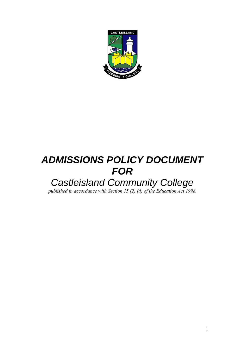 Model Admissions Policy