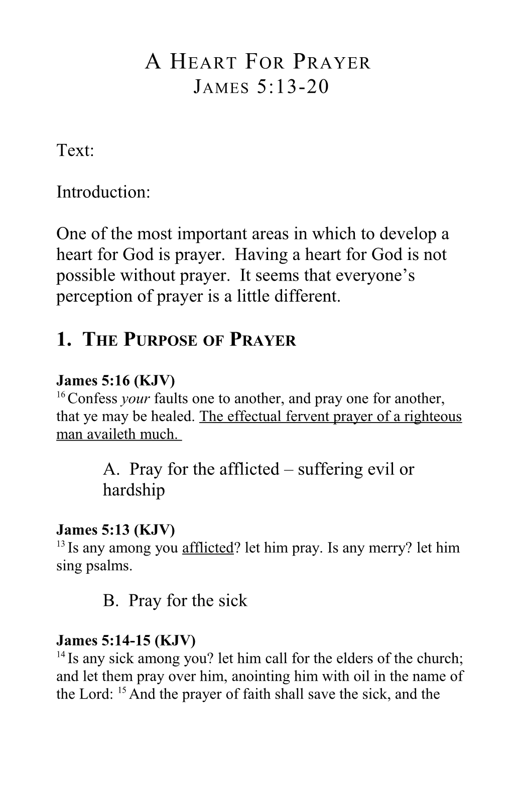 1. the Purpose of Prayer