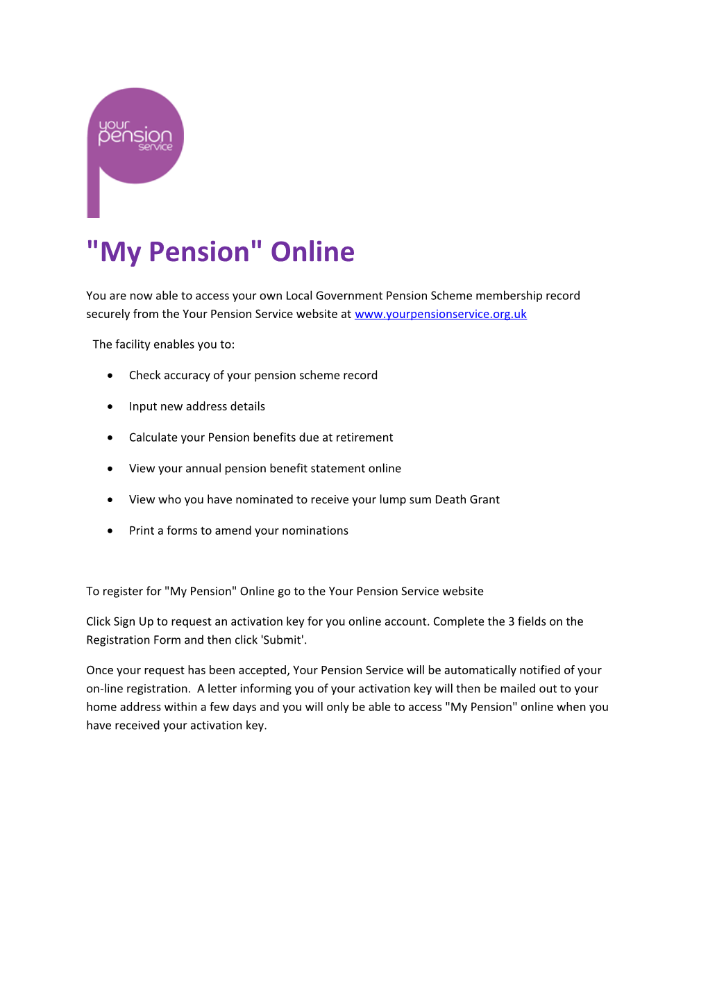 My Pension Online