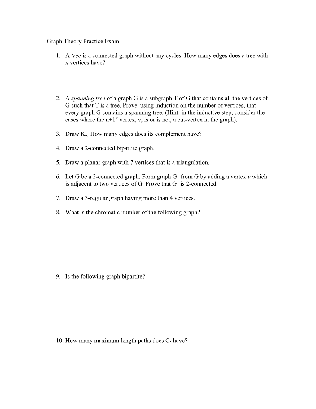 Graph Theory Practice Exam