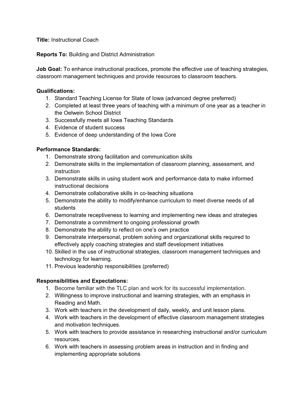 Copy of Instructional Coach Job Description