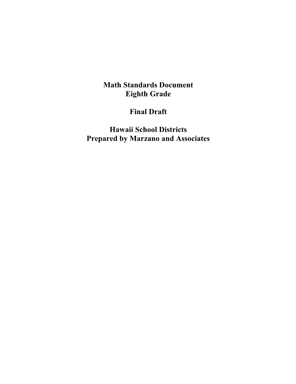 Math Standards Document