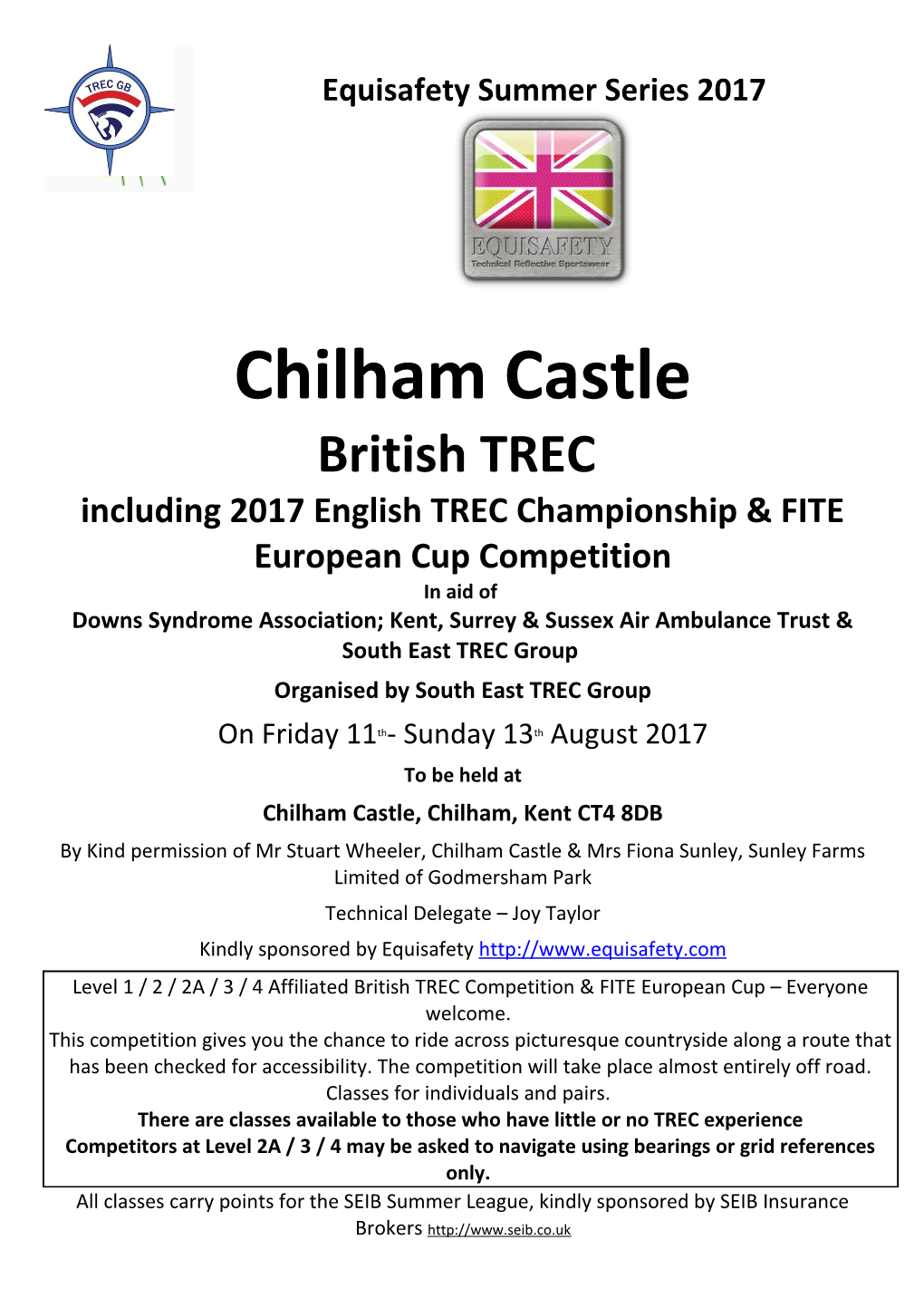 Including 2017 English TREC Championship & FITE European Cup Competition