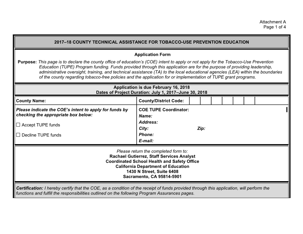Att A: TUPE CTALF Application Form (CA Dept of Education)