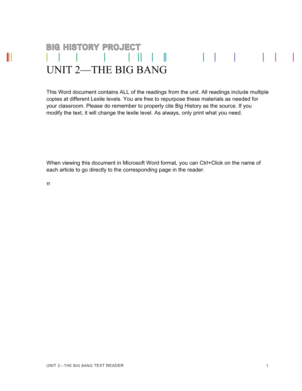 Unit 2 the BIG BANG
