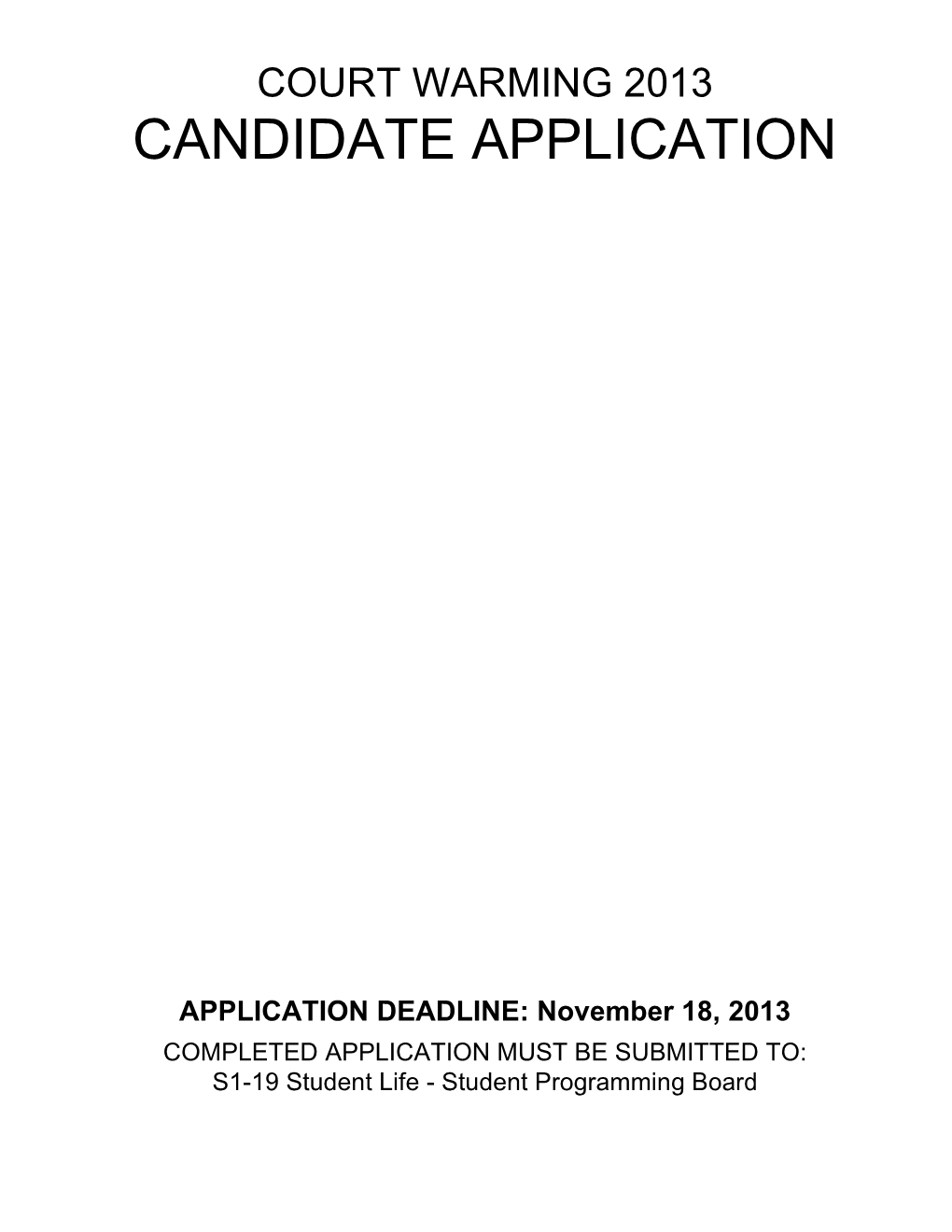 2011 Candidate Application Cover Page