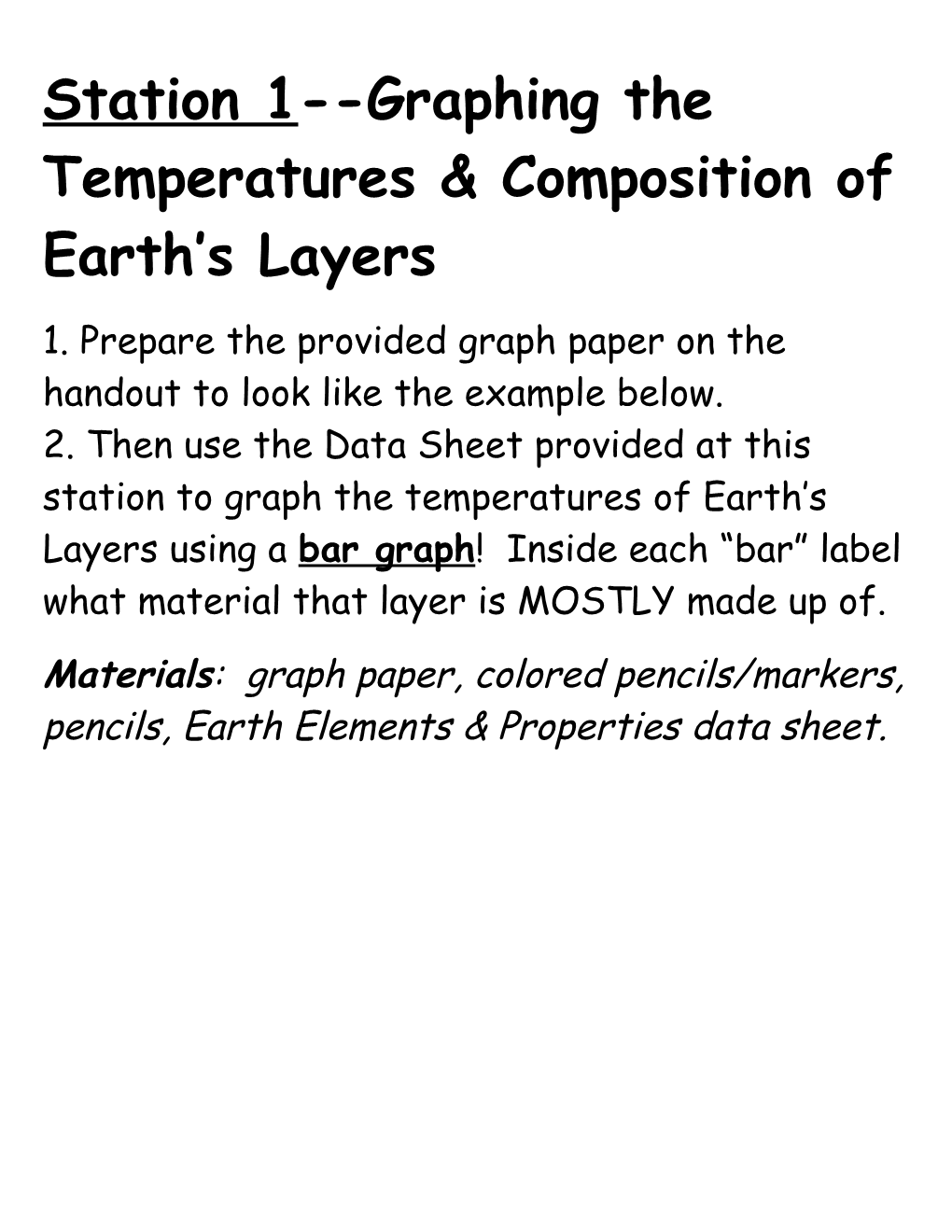 Station 1 Graphing the Temperatures & Composition of Earth S Layers