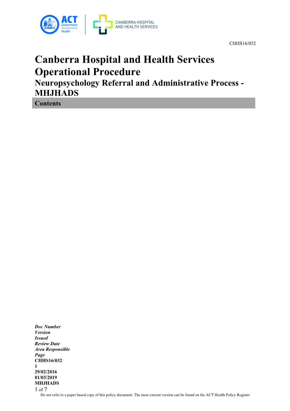 Neuropsychology Referral and Administrative Process