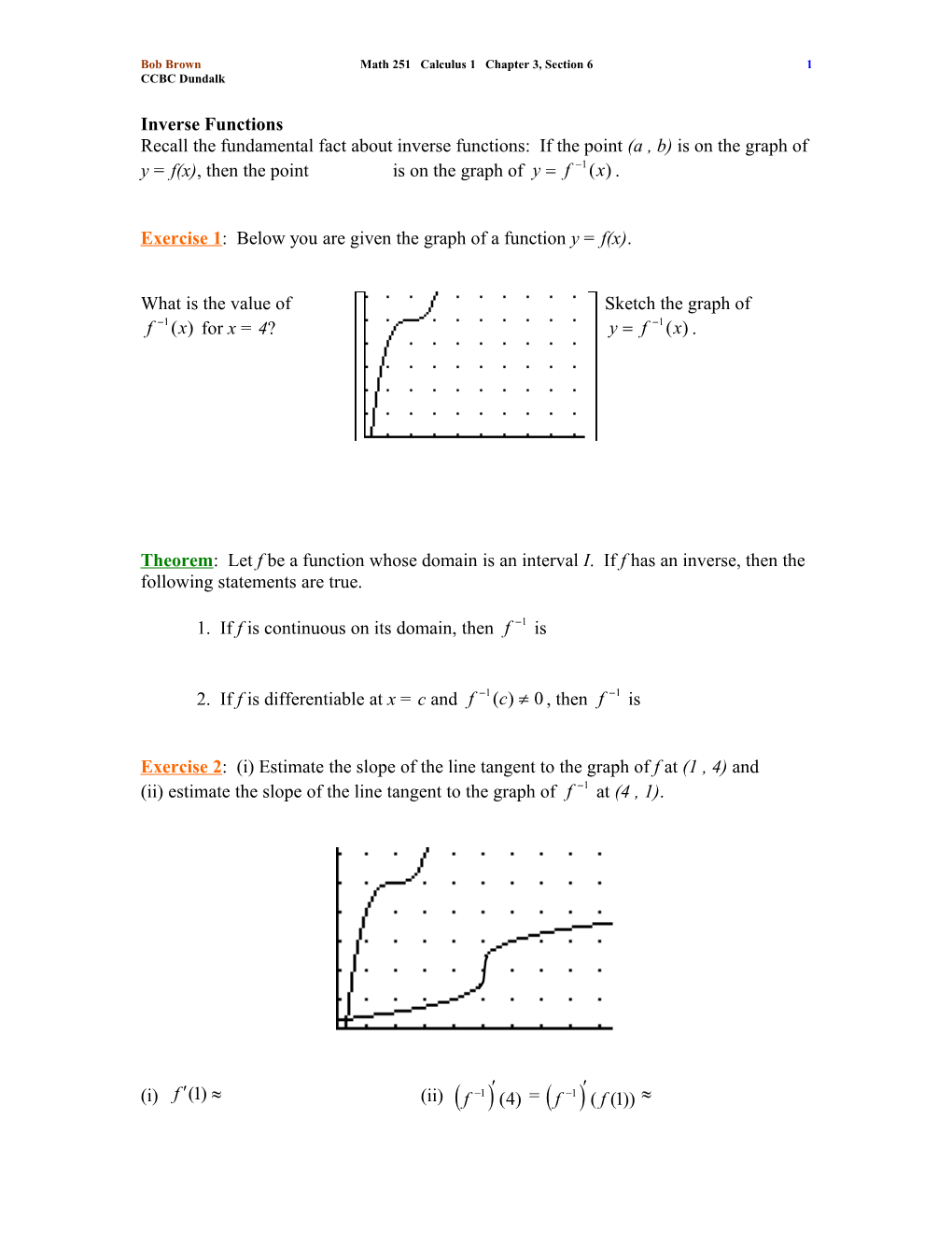 Math 251 Calculus 1 Chapter 3 Section 6