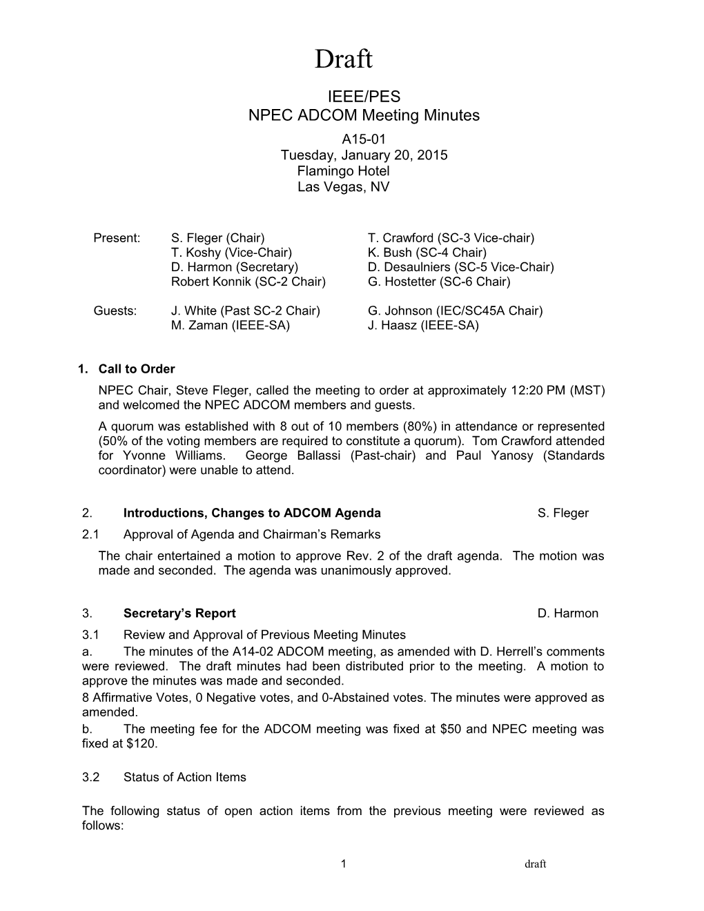 NPEC ADCOM Meeting Minutes