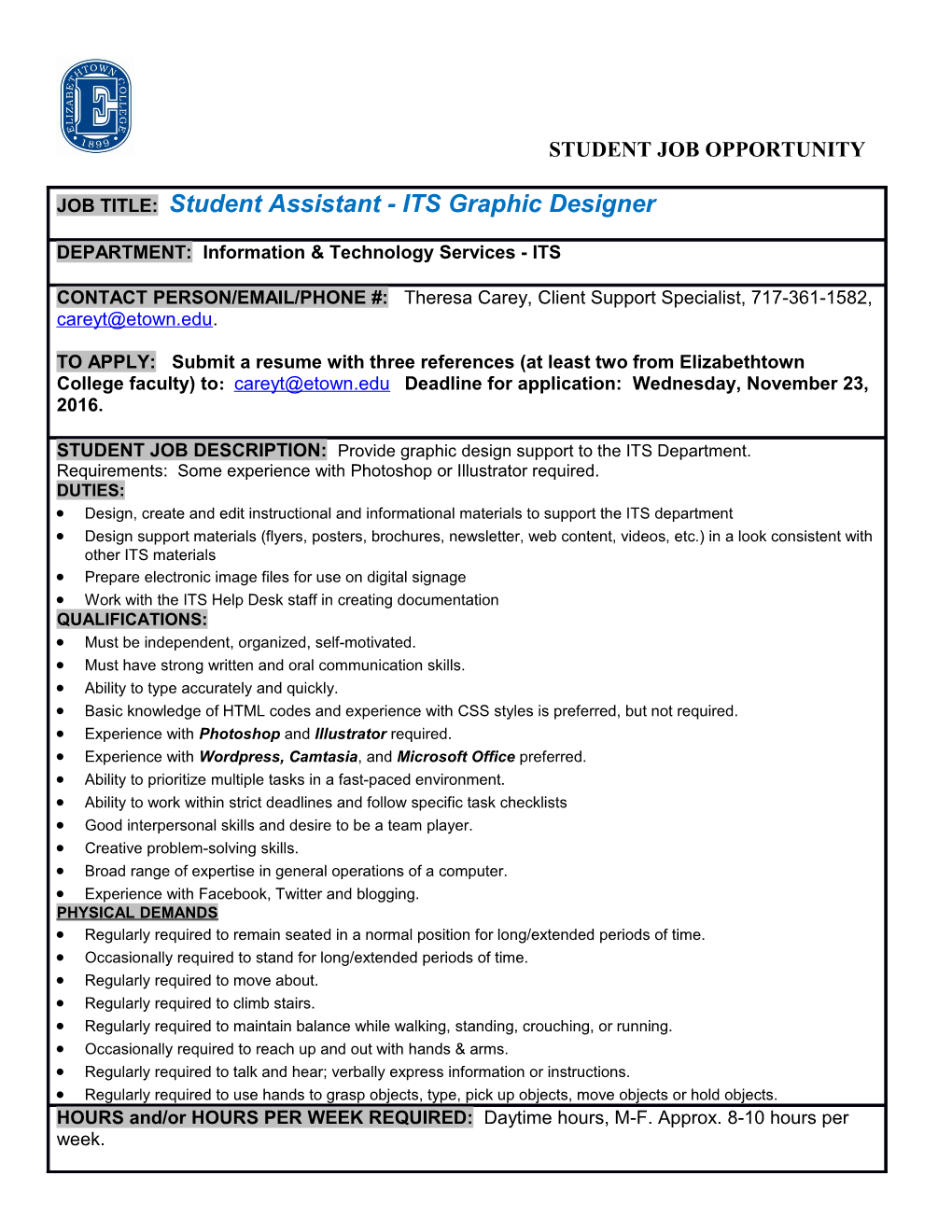 Student Employment Information Form (Seif) s2