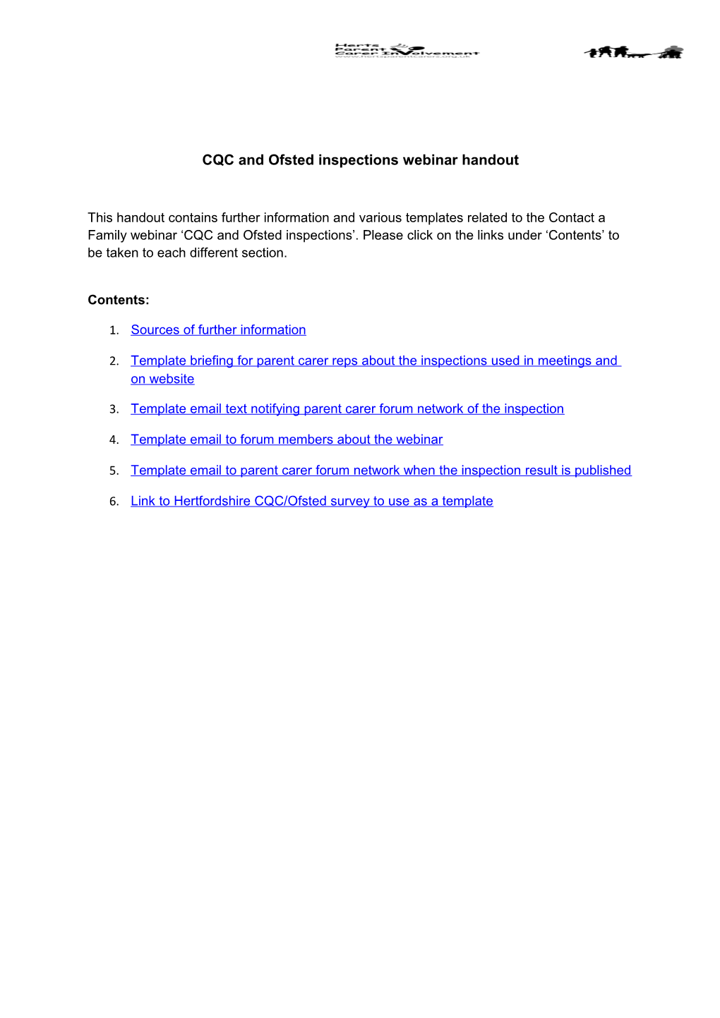 CQC and Ofsted Inspections Webinar Handout