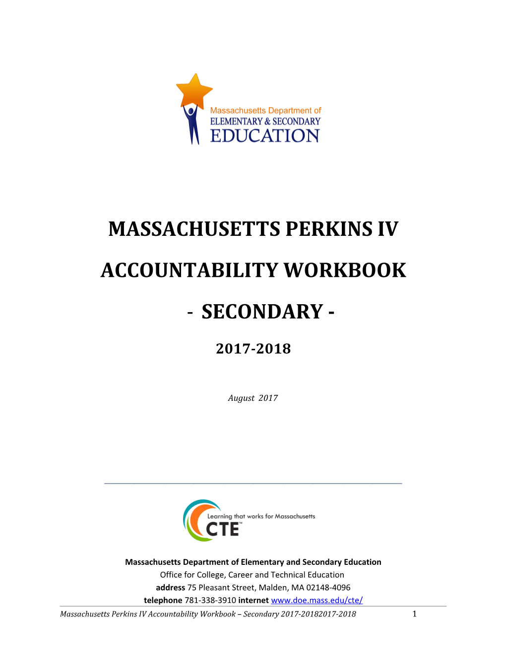 MA Perkins IV Accountability Workbook - Secondary 2017-2018