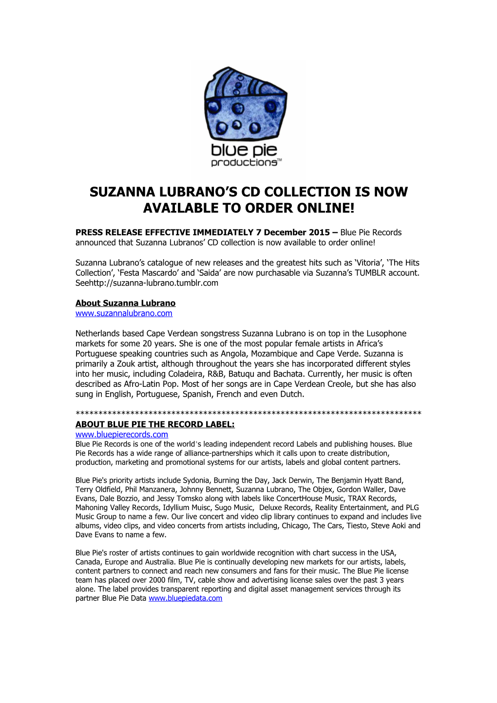Suzanna Lubrano S Cd Collection Is Now Available to Order Online