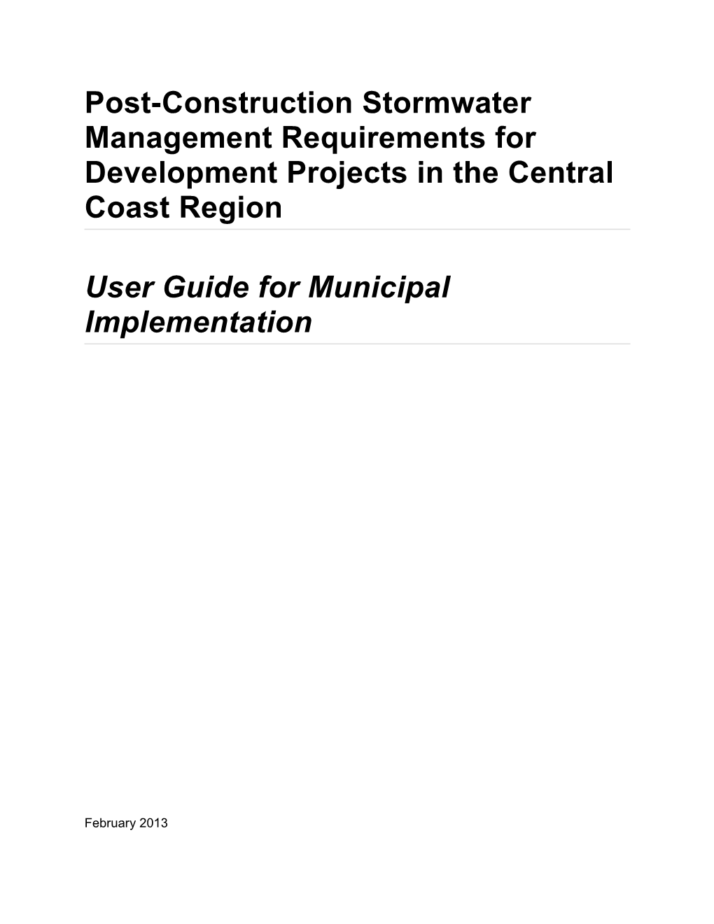User Guide for Municipal Implementation