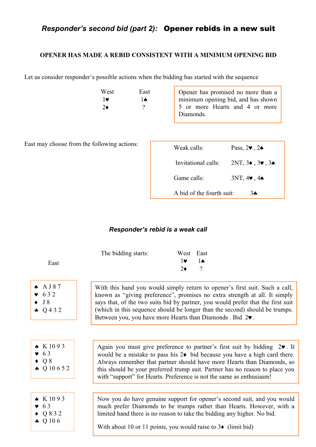 Responder S Second Bid - Part 2