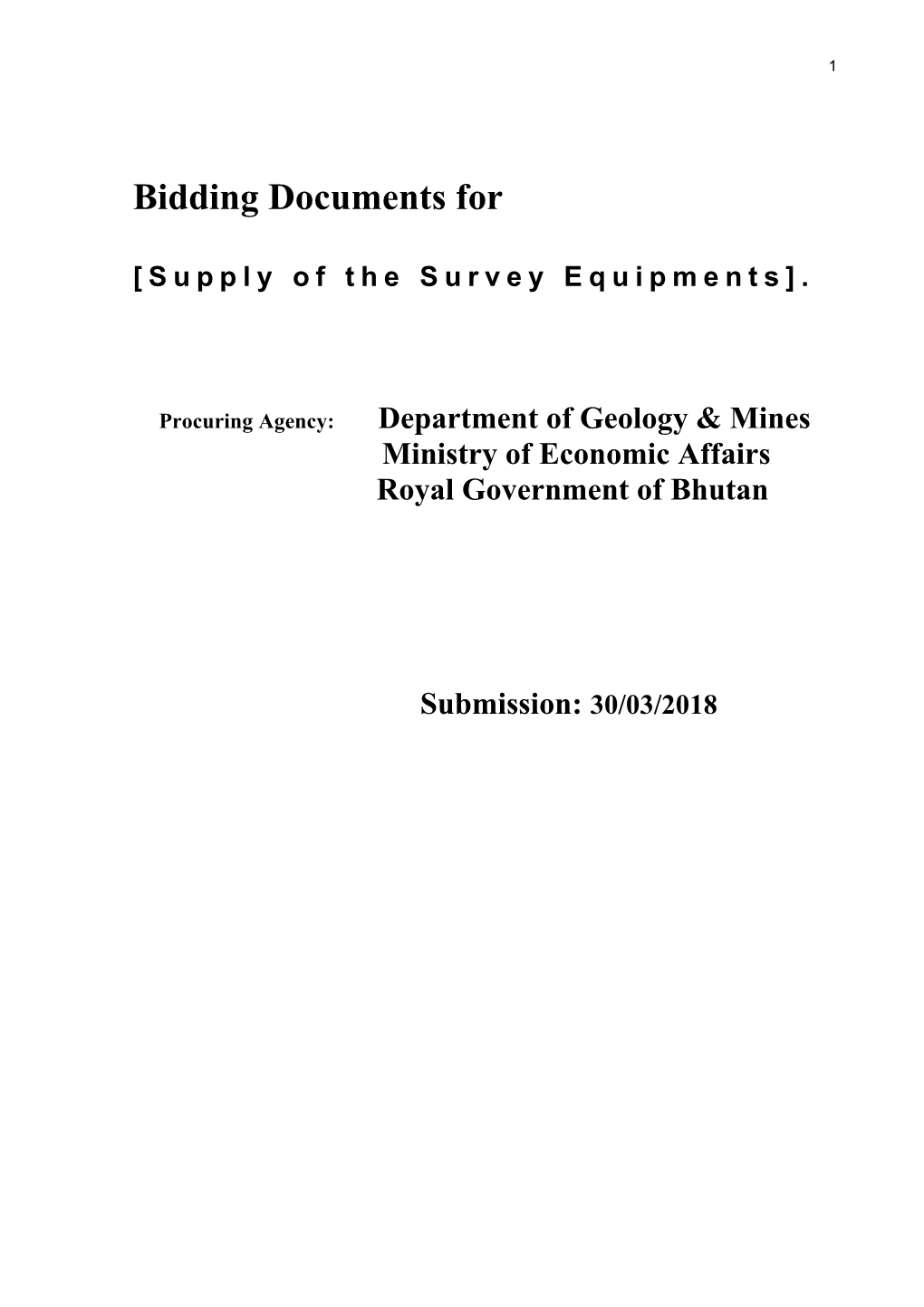 Supply of the Survey Equipments