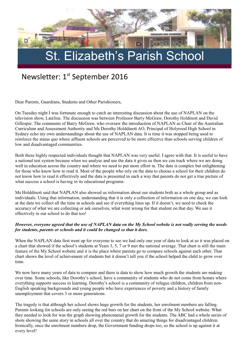 Dear Parents, Guardians, Students and Other Parishioners s1