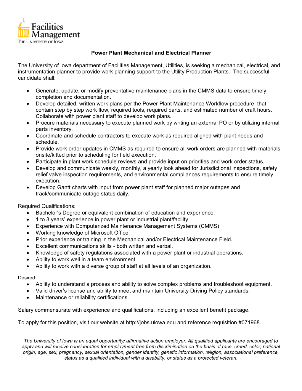 Power Plant Mechanical and Electrical Planner