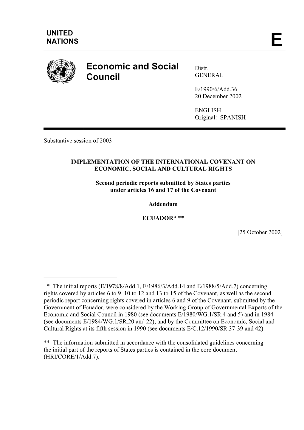 Implementation of the International Covenant On s1