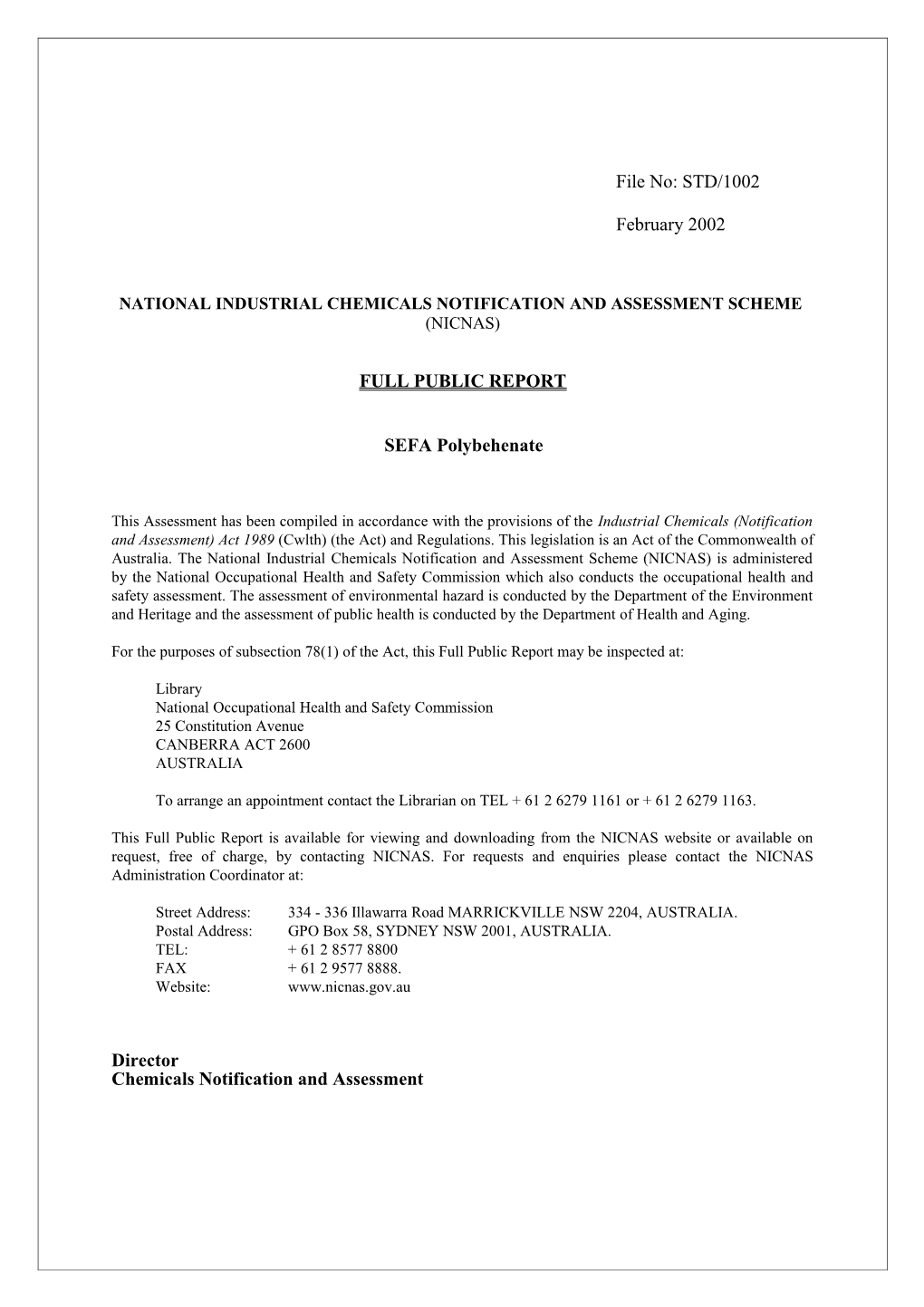 National Industrial Chemicals Notification and Assessment Scheme s19