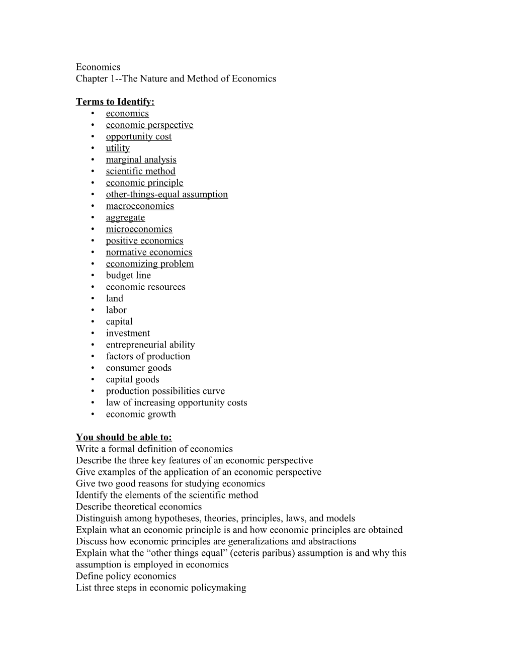 Chapter 1 the Nature and Method of Economics