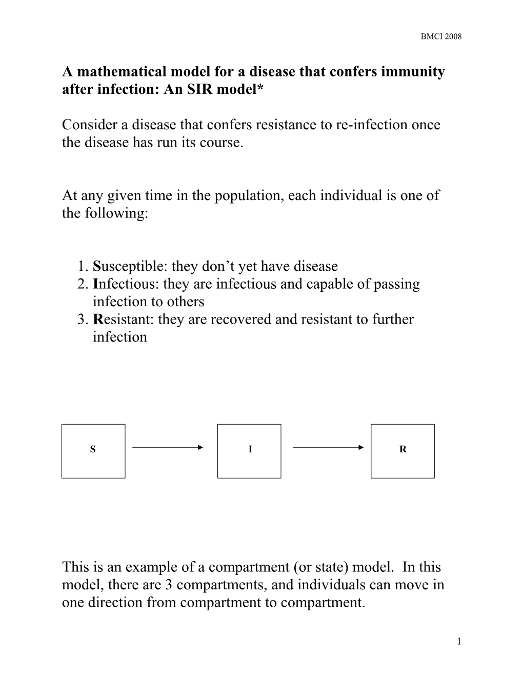 Modeling Infectious Disease Epidemic (#4 for Week, 1