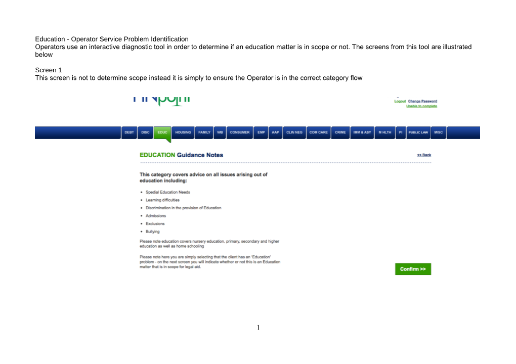 Education - Operator Service Problem Identification