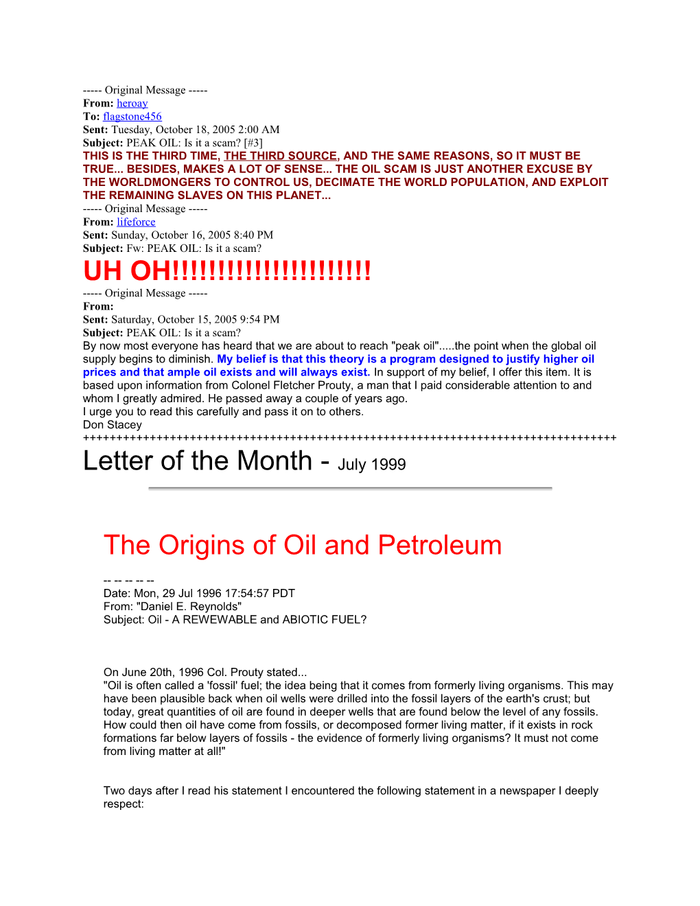 Subject: PEAK OIL: Is It a Scam? #3