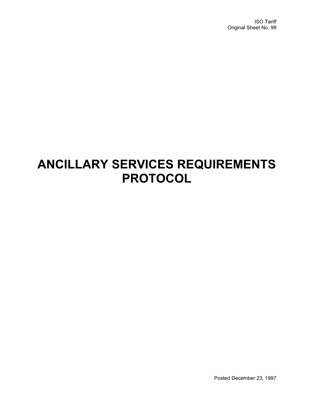 Ancillary Services Requirements Protocol (ASRP)