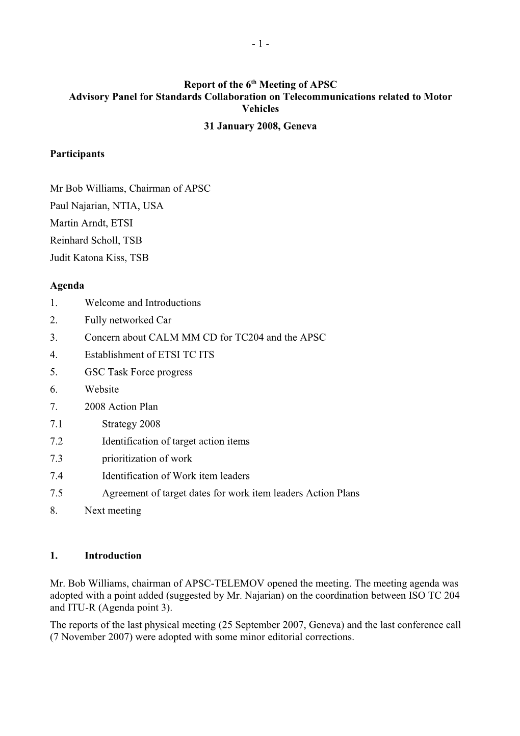 Report of the 5Th Meeting of APSC