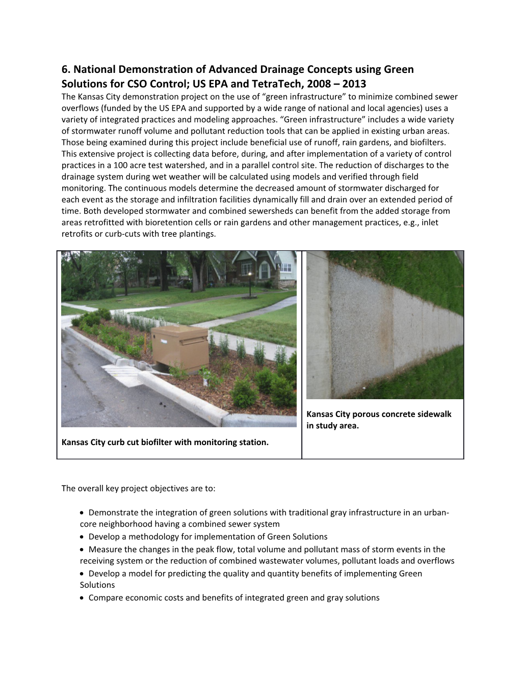 6. National Demonstration of Advanced Drainage Concepts Using Green Solutions for CSO