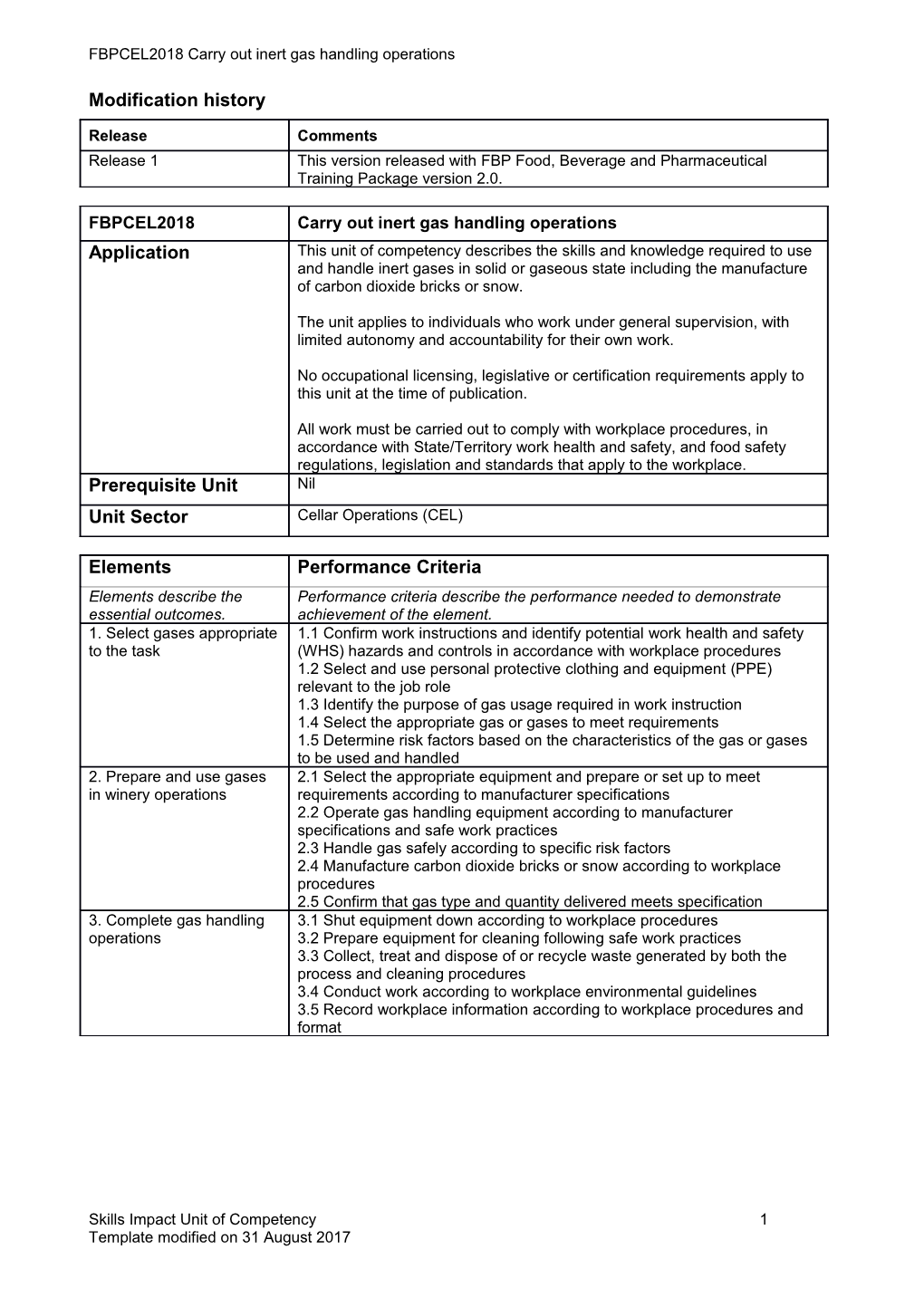 Skills Impact Unit of Competency Template s18