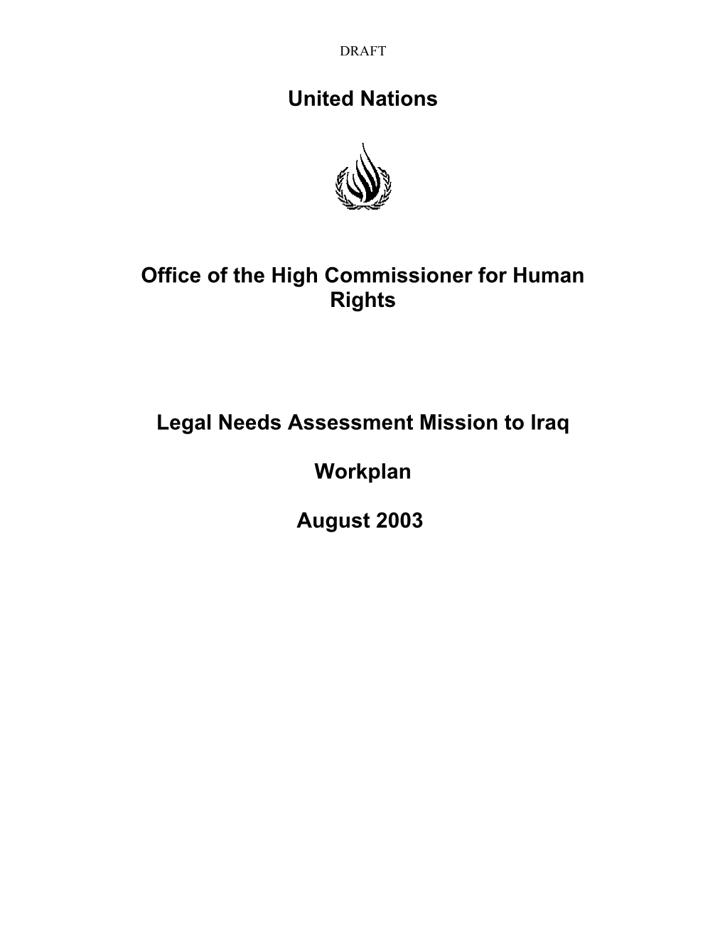 Legal Needs Assessment Mission to Iraq