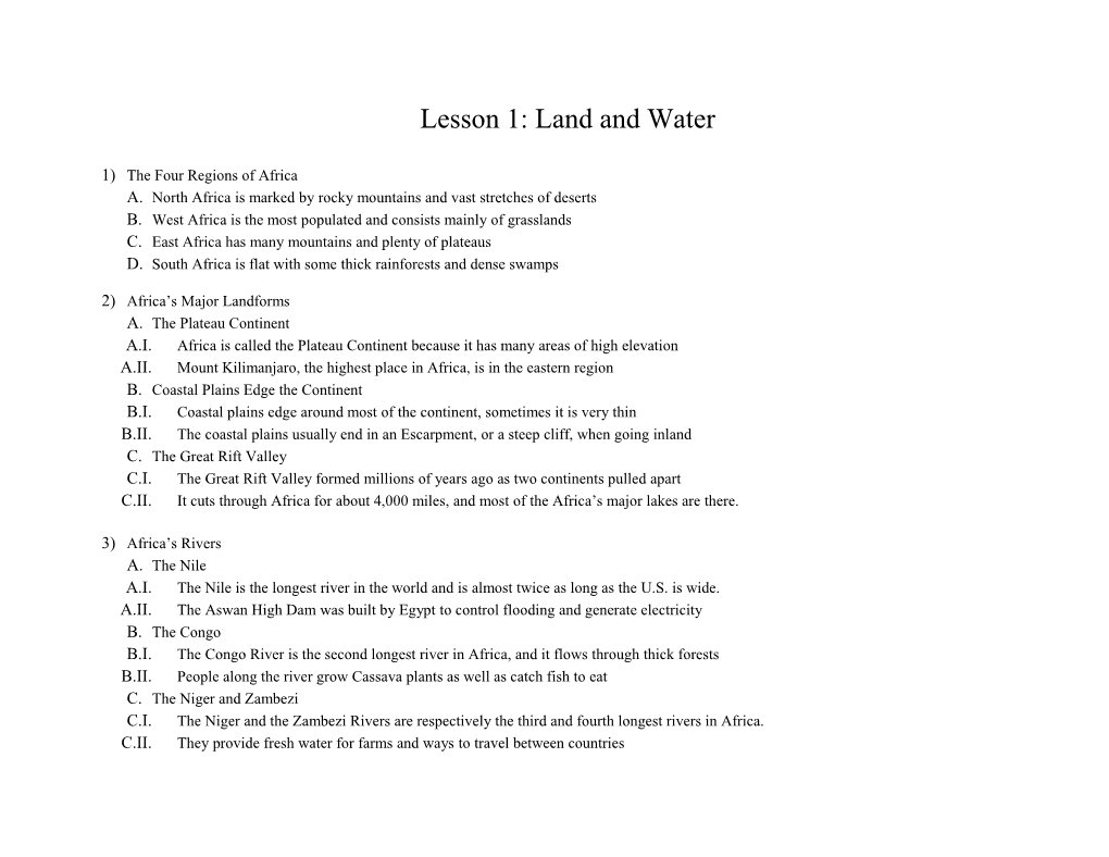 Lesson 1: Land and Water