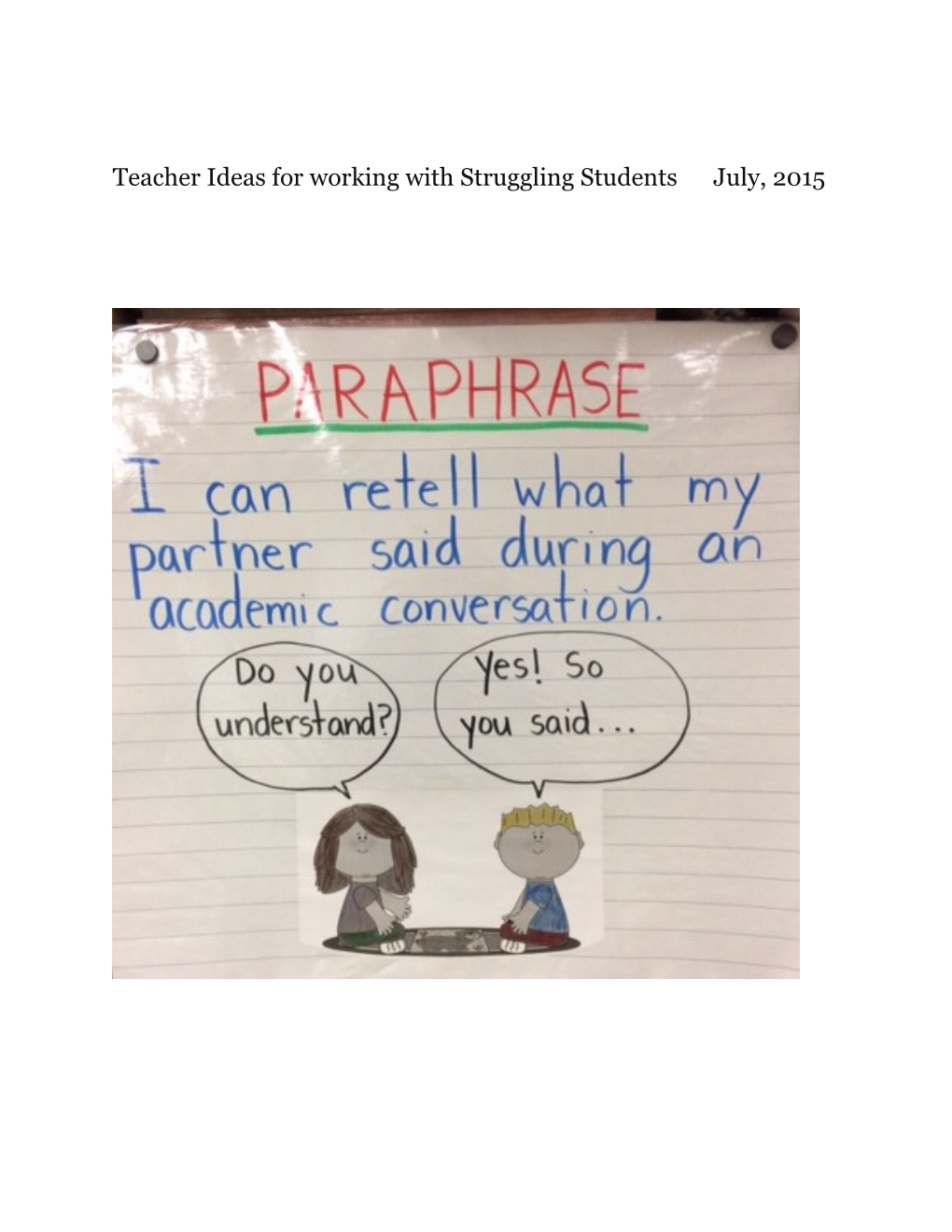 Terrific Teacher Ideas for Helping Struggling Students