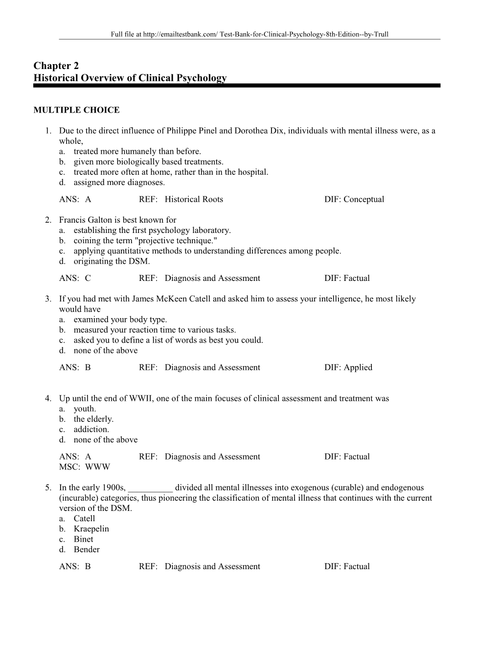 Historical Overview of Clinical Psychology