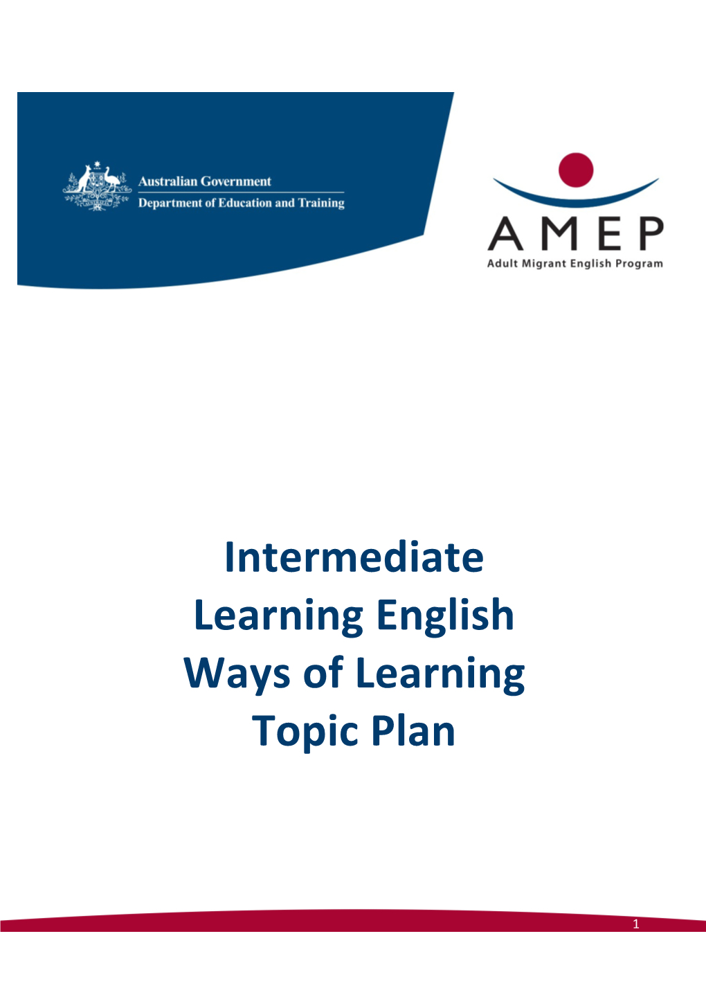 Intermediate Learning English Ways of Learning Topic Plan