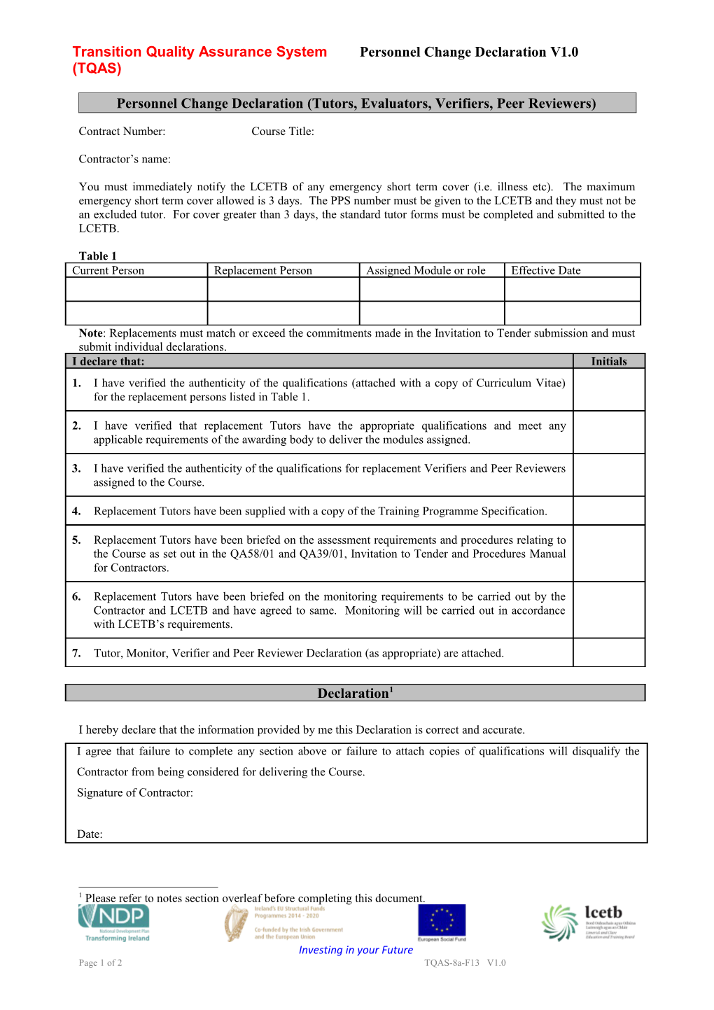 CSCS Trainer Applicant Declaration
