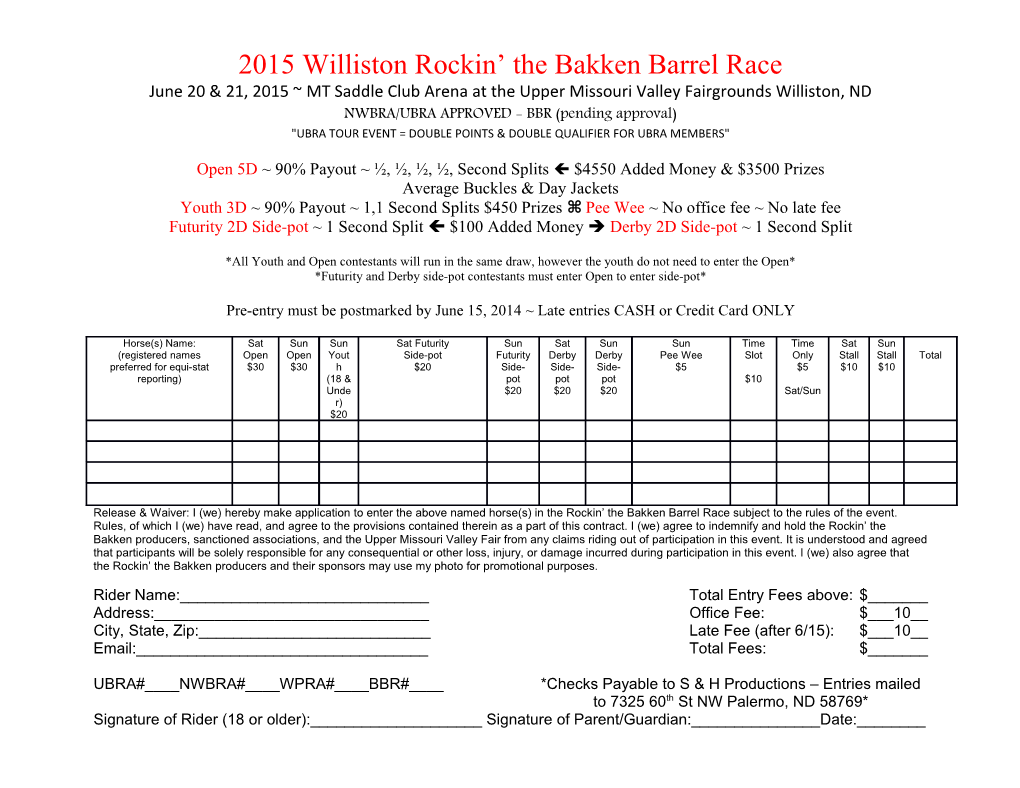 2012 Rockin the Bakken Barrel Race