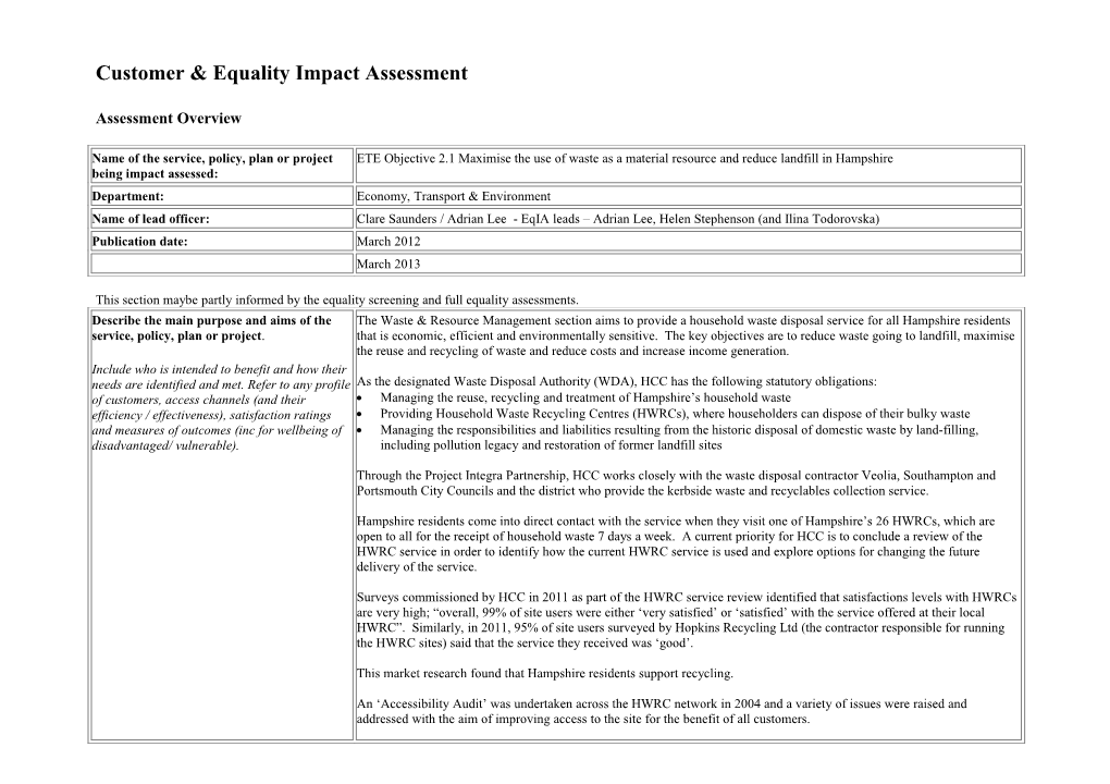 Equality Impact Assessment s6