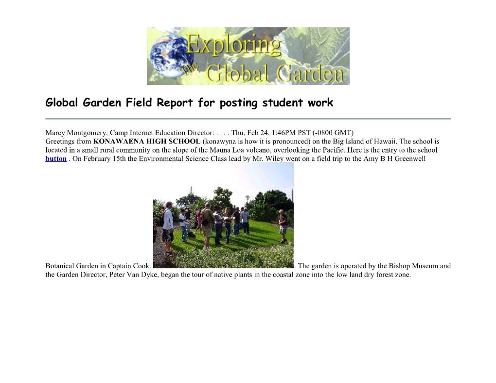 Global Garden Field Report for Posting Student Work