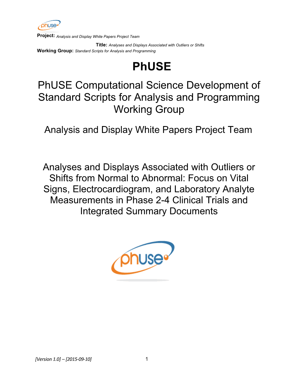 Analysis and Display White Papers Project Team