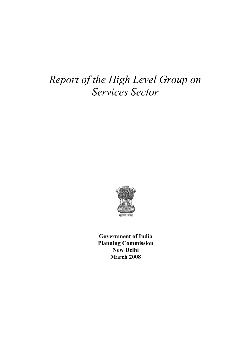 Draft Report of the High Level Group on Services Sector