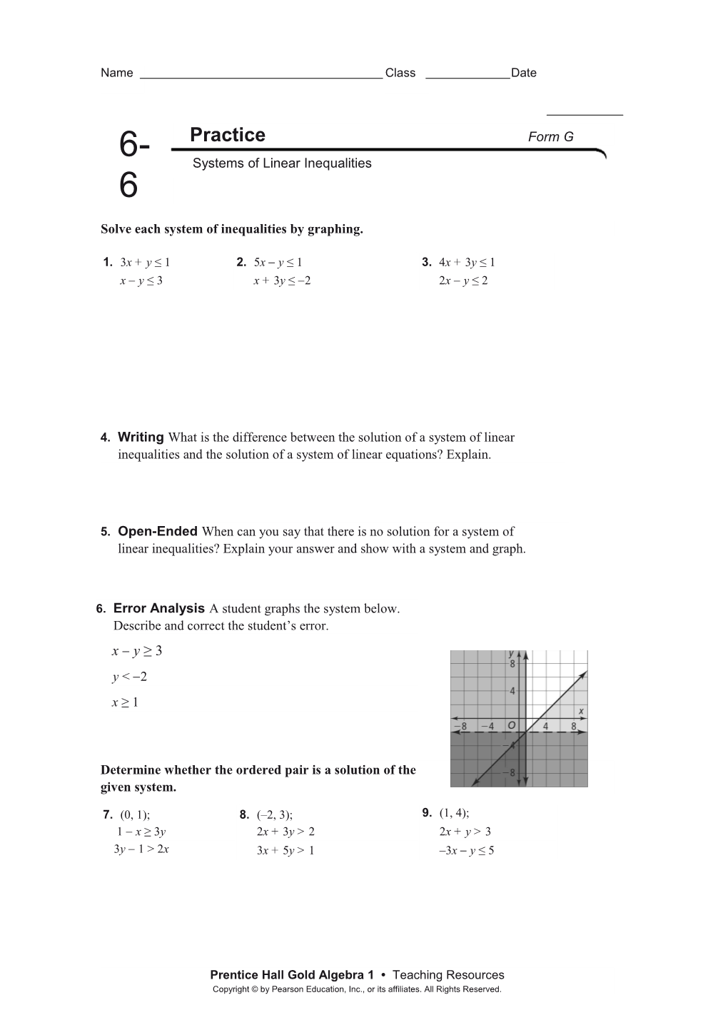 Solve Each System of Inequalities by Graphing