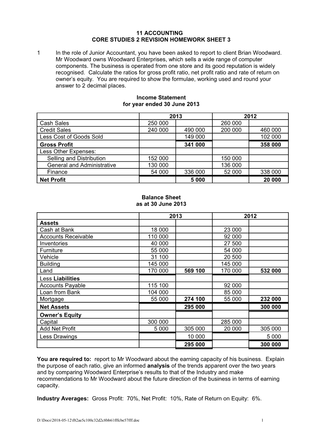 Year 11 Accounting Term 2 Homework