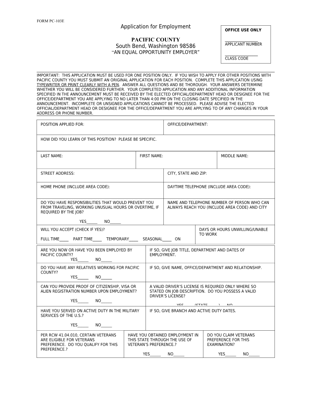 Application for Employment s146